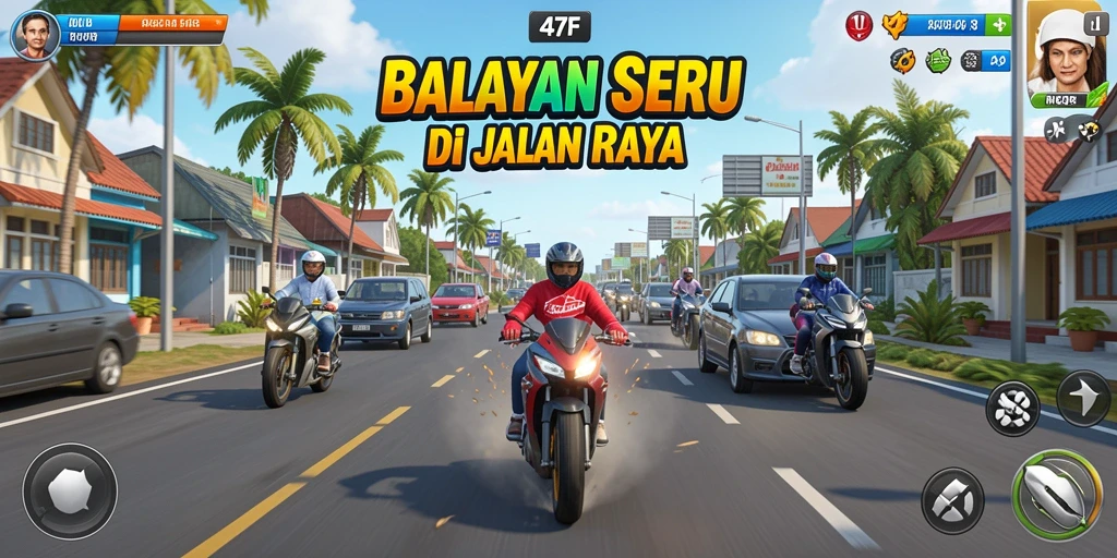 Screenshot gameplay Racing 47F menampilkan mobil balap di trek yang menantang.