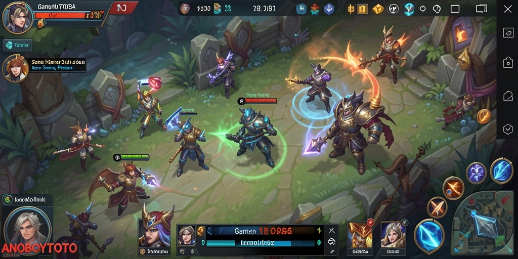 Tangkapan layar gameplay ANOBOYTOTO yang menampilkan serunya pertarungan tim.