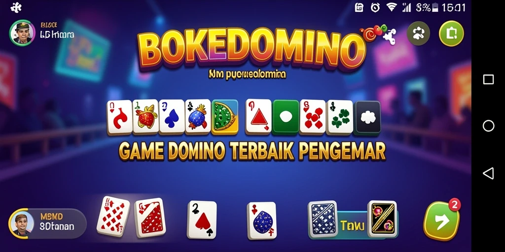 Tampilan gameplay menarik dalam BOKEDOMINO yang seru dan kompetitif.