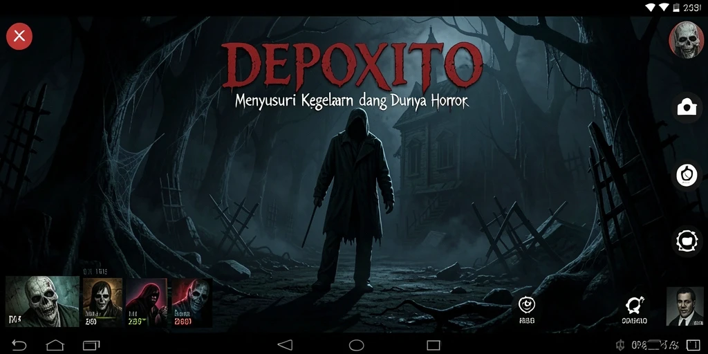 Screenshot gameplay DEPOXITO menampilkan suasana mencekam dan misterius.