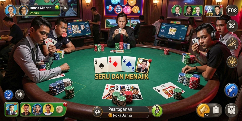 Tampilan screenshot dari gameplay F08 yang menarik dan penuh aksi poker.