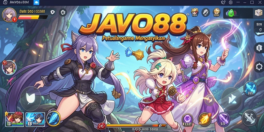 Screenshot gameplay JAVO88 menampilkan pertarungan karakter anime yang epik.