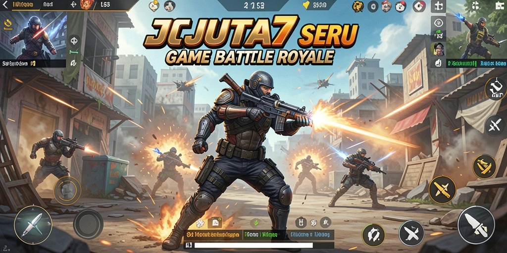 Screenshot gameplay JUTA7 menampilkan pertarungan seru di medan perang.