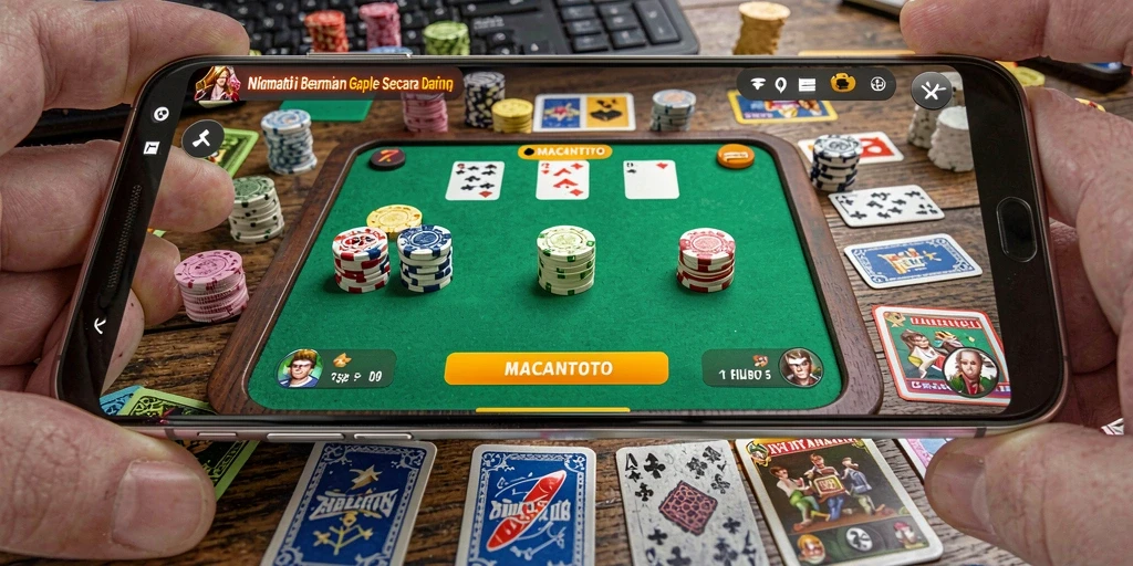 Tampilan layar gameplay seru dari MACANTOTO yang menarik para pemain Gaple.