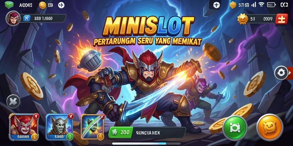 Screenshot utama MINISLOT menampilkan aksi pertarungan yang mendebarkan.