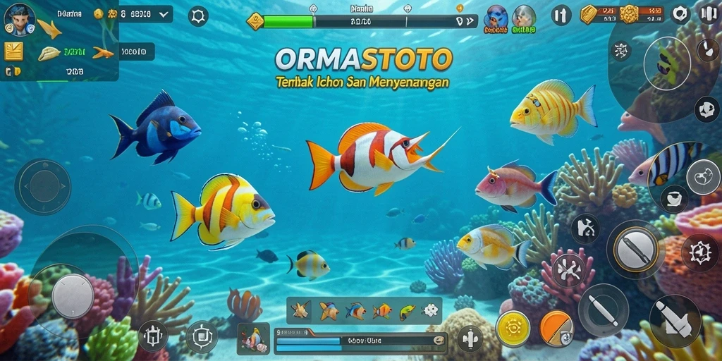 Tangkapan layar gameplay <strong>ORMASTOTO</strong> yang menampilkan keasyikan mencakup berbagai ikan.
