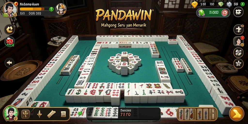 Screenshot PANDAWIN menampilkan serunya gameplay Mahjong yang menantang.