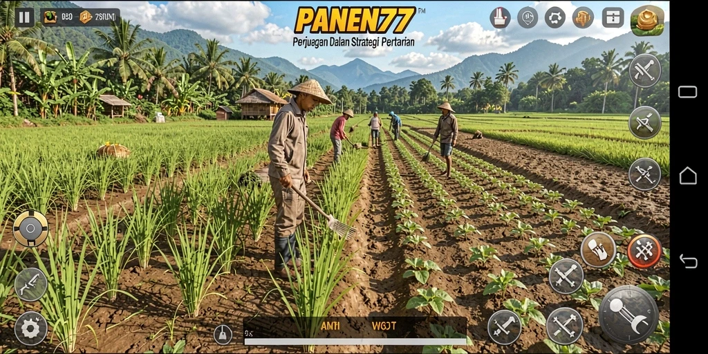 Tampilan gameplay menarik di PANEN77 dengan desain pertanian yang memukau.