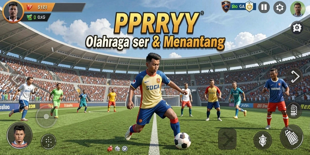 Tangkapan layar PPRRYY menampilkan aksi penuh di lapangan olahraga.
