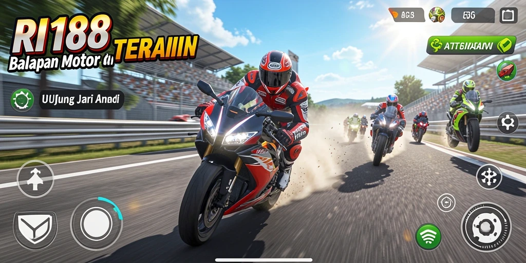 Tampilan gameplay balapan motor yang mendebarkan dan realistis.