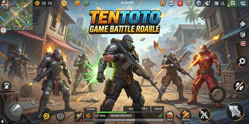 Screenshot gameplay menegangkan dalam TENTOTO saat bertempur di arena Battle Royale.