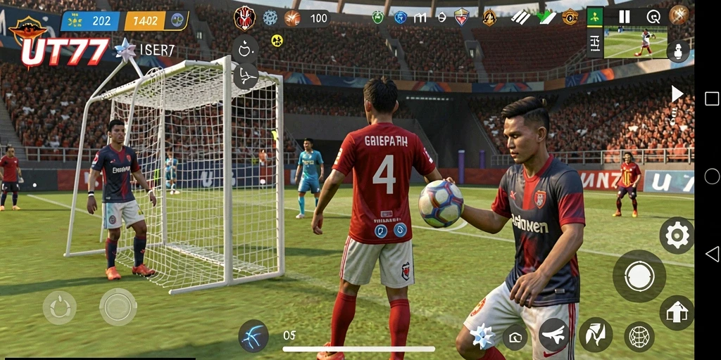 Screenshot gameplay UT77 yang menampilkan aksi seru dalam olahraga.
