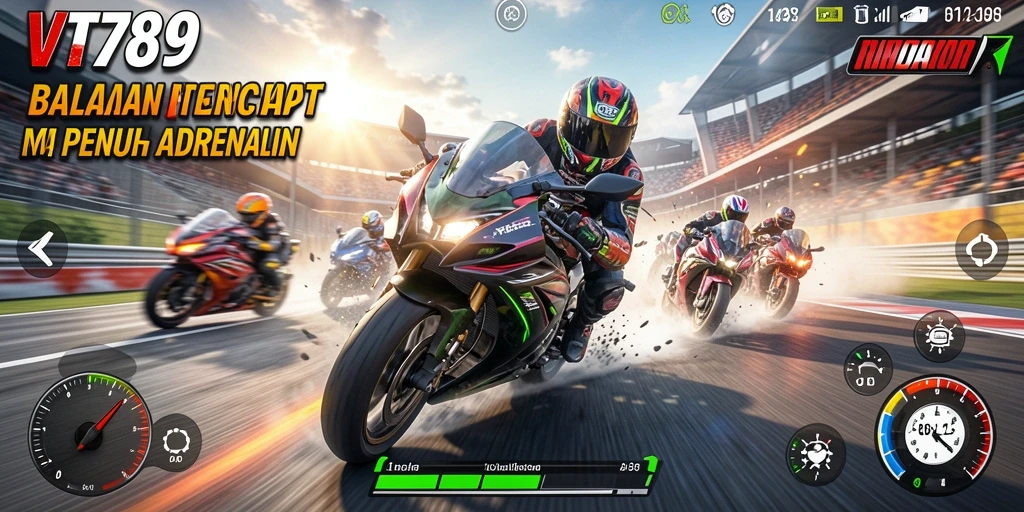 Gameplay seru balapan motor di lintasan yang menantang.